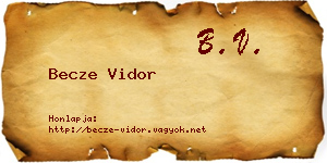 Becze Vidor névjegykártya